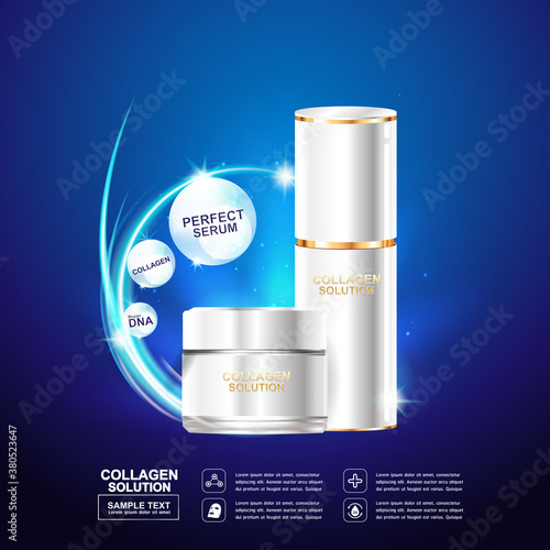 Collagen Serum and Vitamin Background Concept Skin Care Cosmetic.