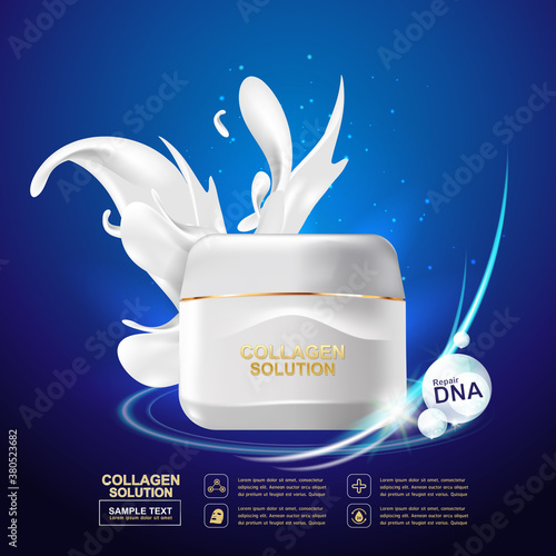 Collagen Serum and Vitamin Background Concept Skin Care Cosmetic.