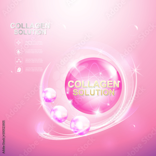 Collagen Serum and Vitamin Background Concept Skin Care Cosmetic.