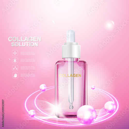 Collagen Serum and Vitamin Background Concept Skin Care Cosmetic.