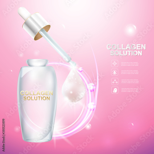 Collagen Serum and Vitamin Background Concept Skin Care Cosmetic.
