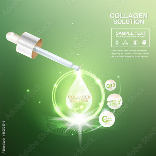 Collagen Serum and Vitamin Background Concept Skin Care Cosmetic.