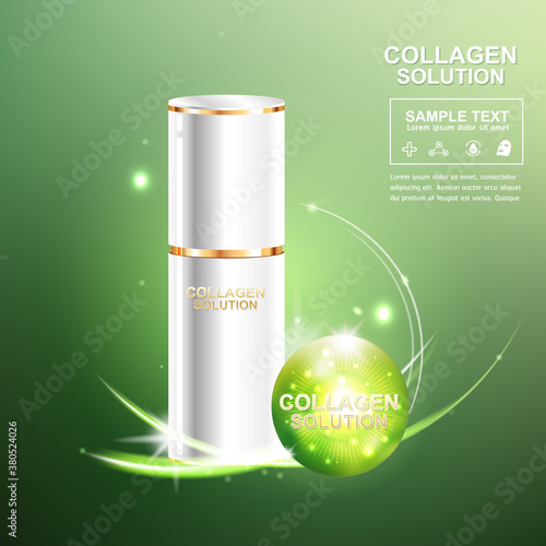 Collagen Serum and Vitamin Background Concept Skin Care Cosmetic.