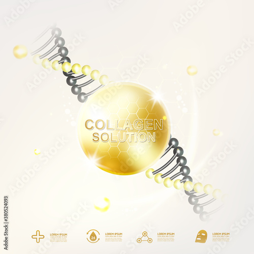 Collagen Serum and Vitamin Background Concept Skin Care Cosmetic.