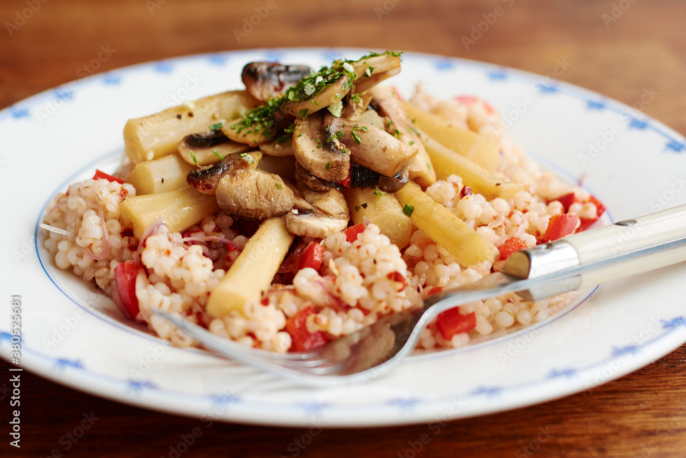 Salsify on Barley Pilaf with Mushrooms Salsify on Barley Pilaf with Mushrooms