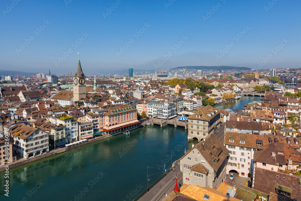Zurich, Switzerland - City Panorama with the River Limmat Zurich, Switzerland - City Panorama with the River Limmat