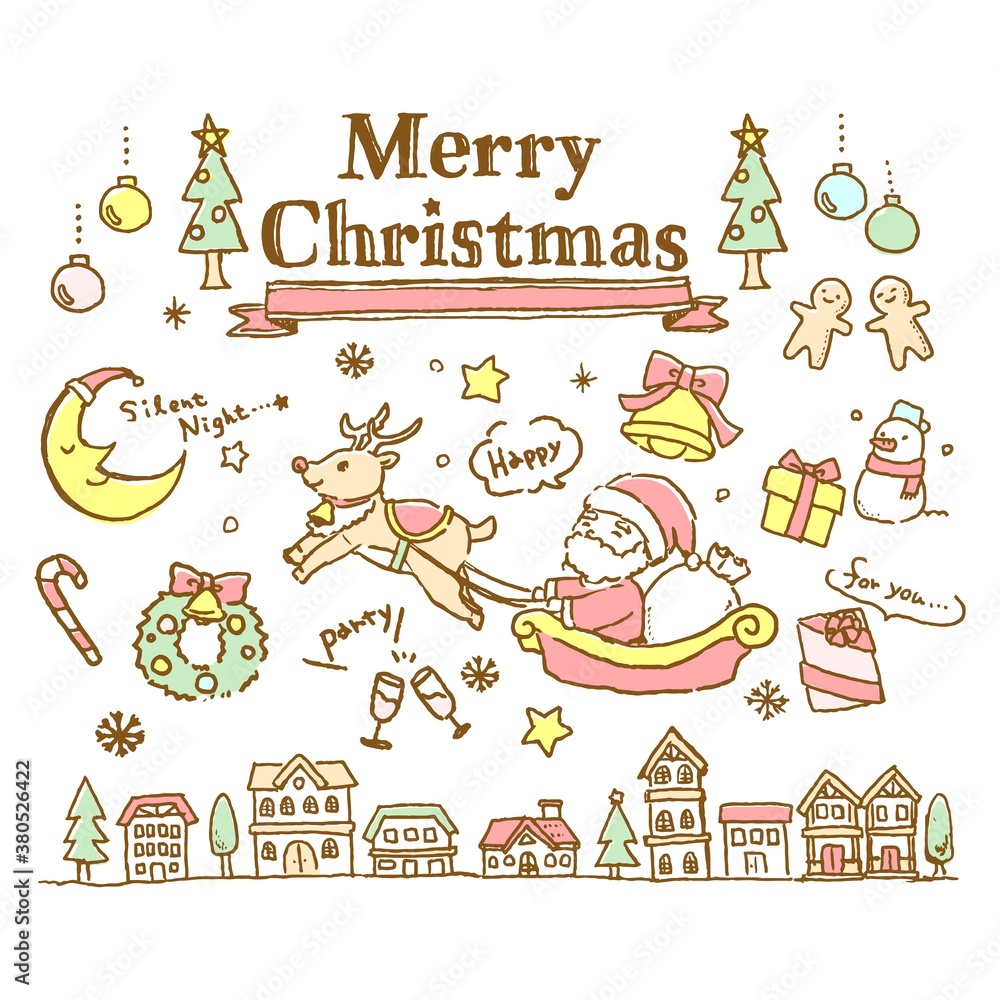 Naklejka premium クリスマスイラスト 手書き風