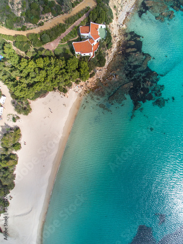 Aerial view of south Sardinian coast, Tuerredda beach photo