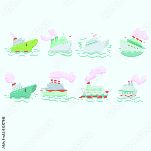 cruise ship vector clipart collection