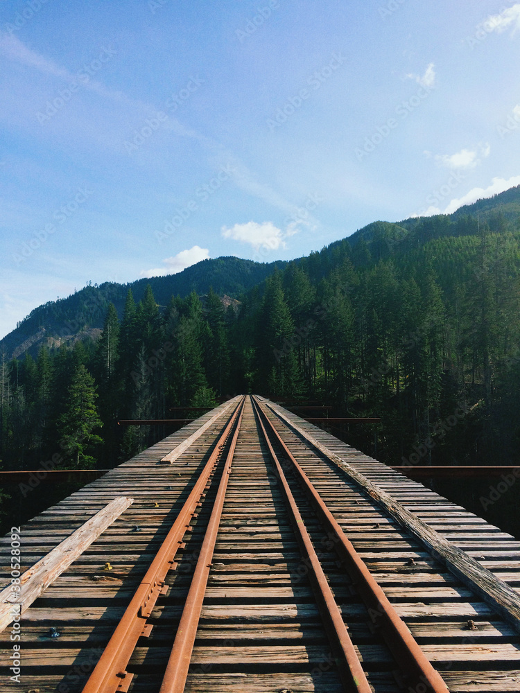 Mobile phone shot of an old wooden railroad bridge Mobile phone shot of an old wooden railroad bridge