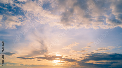 Sunset sky with clouds background,Nature concept banner cover design background