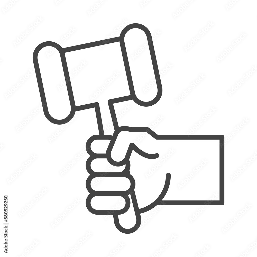 international human rights day, hand with law hammer justice line icon style international human rights day, hand with law hammer justice line icon style