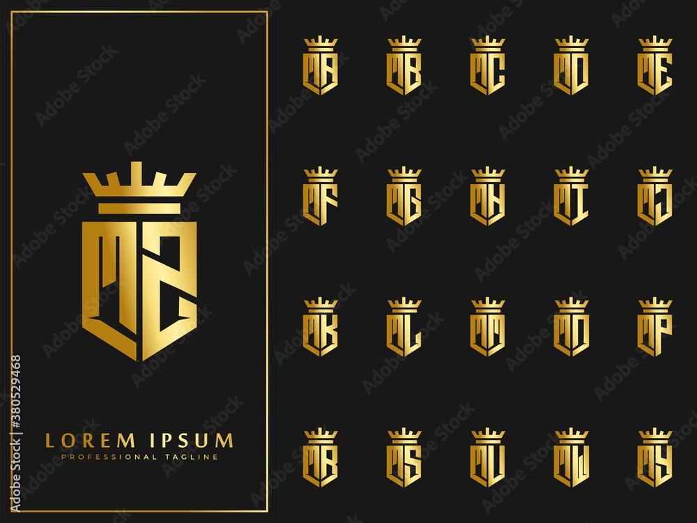 exclusive set of initial M letter with crown elements logo template ...