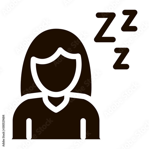 Sleepiness Symptomp Of Pregnancy Vector Sign Icon . Character Woman Silhouette Sleeping, Symptomp Of Pregnancy Pictogram. Diagnosis Of Future Mother Monochrome Illustration photo