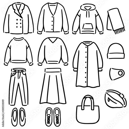 洋服 ファッション モノクロ イラスト