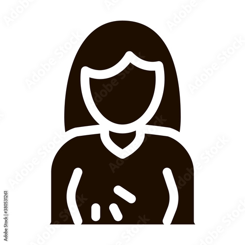 Breast Swelling Symptomp Of Pregnancy glyph icon Sign. Woman Silhouette With Bust Sensitivity, Symptomp Of Pregnancy Pictogram. Diagnosis Of Future Mother Monochrome Illustration