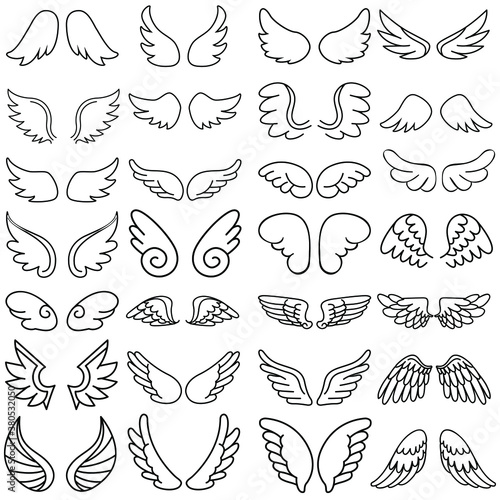 Angel wings icon vector set. fly illustration sign collection. pilot symbol.