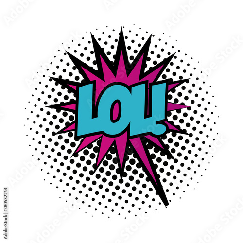 speech bubble with lol word pop art fill style