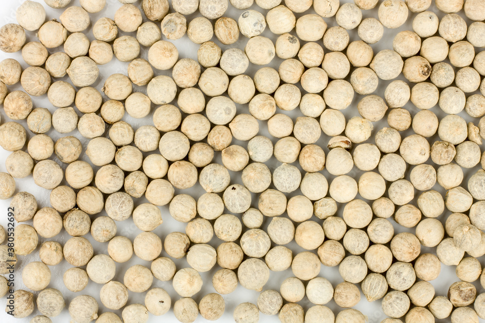 White peppers peas isolated on white, top view White peppers peas isolated on white, top view