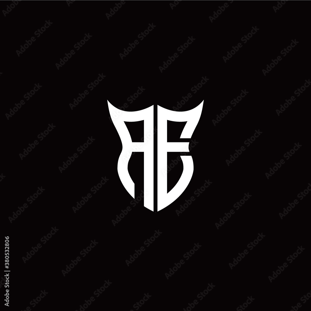 Initial A E letter with unique shield style logo template vector