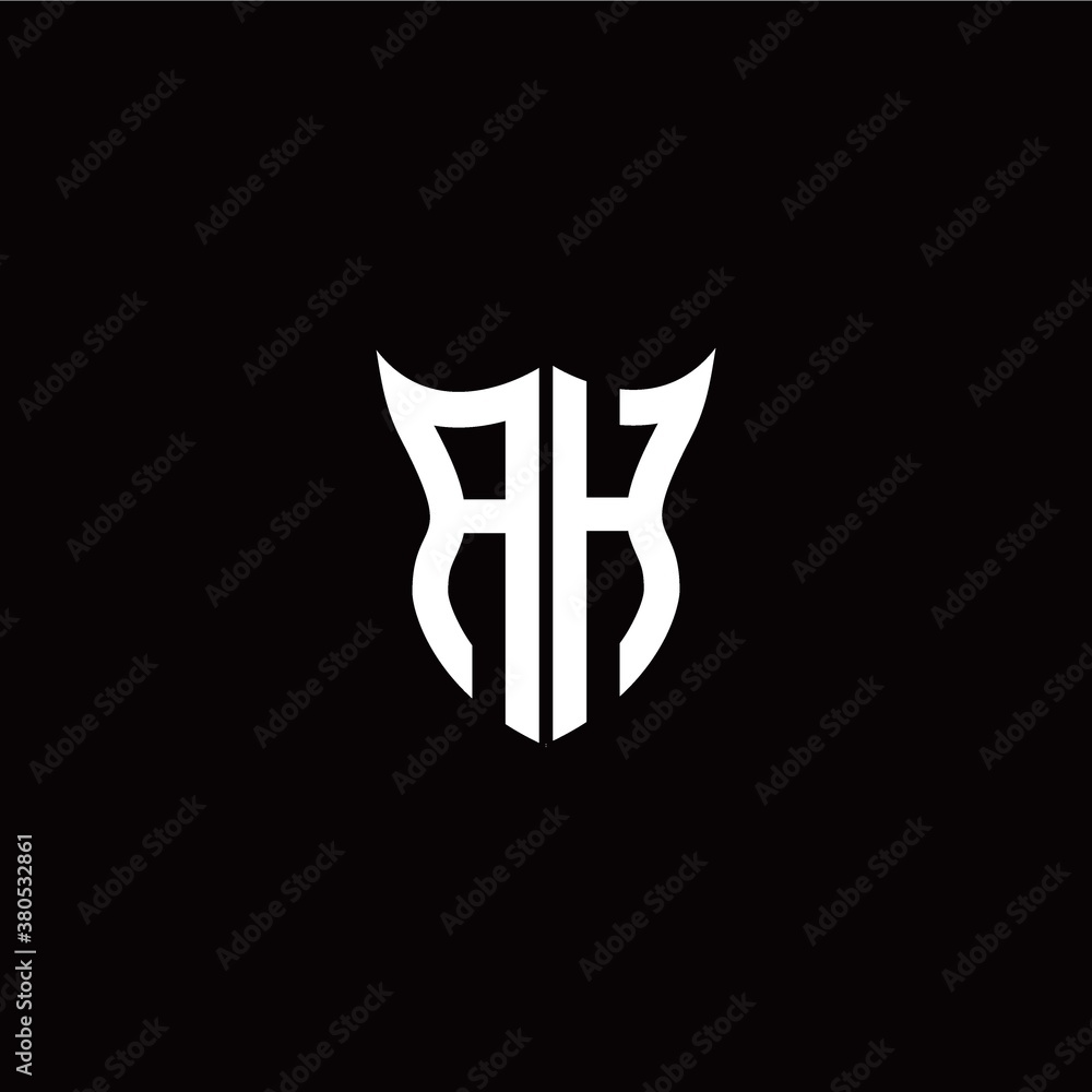 Initial A H letter with unique shield style logo template vector