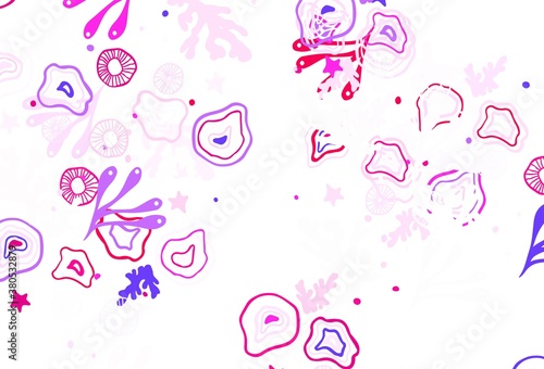 Light Purple, Pink vector backdrop with memphis shapes.