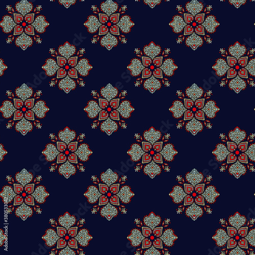 traditional Indian paisley pattern on navy    background