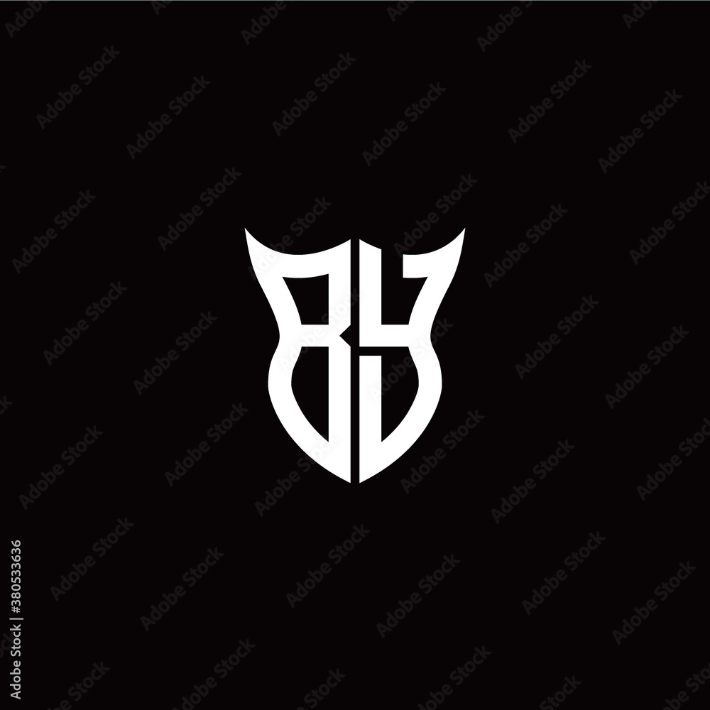 Initial B Y letter with unique shield style logo template vector Initial B Y letter with unique shield style logo template vector