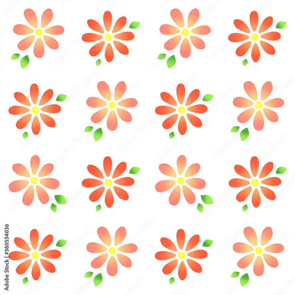 Obraz premium 花のパターンイラスト 赤色
