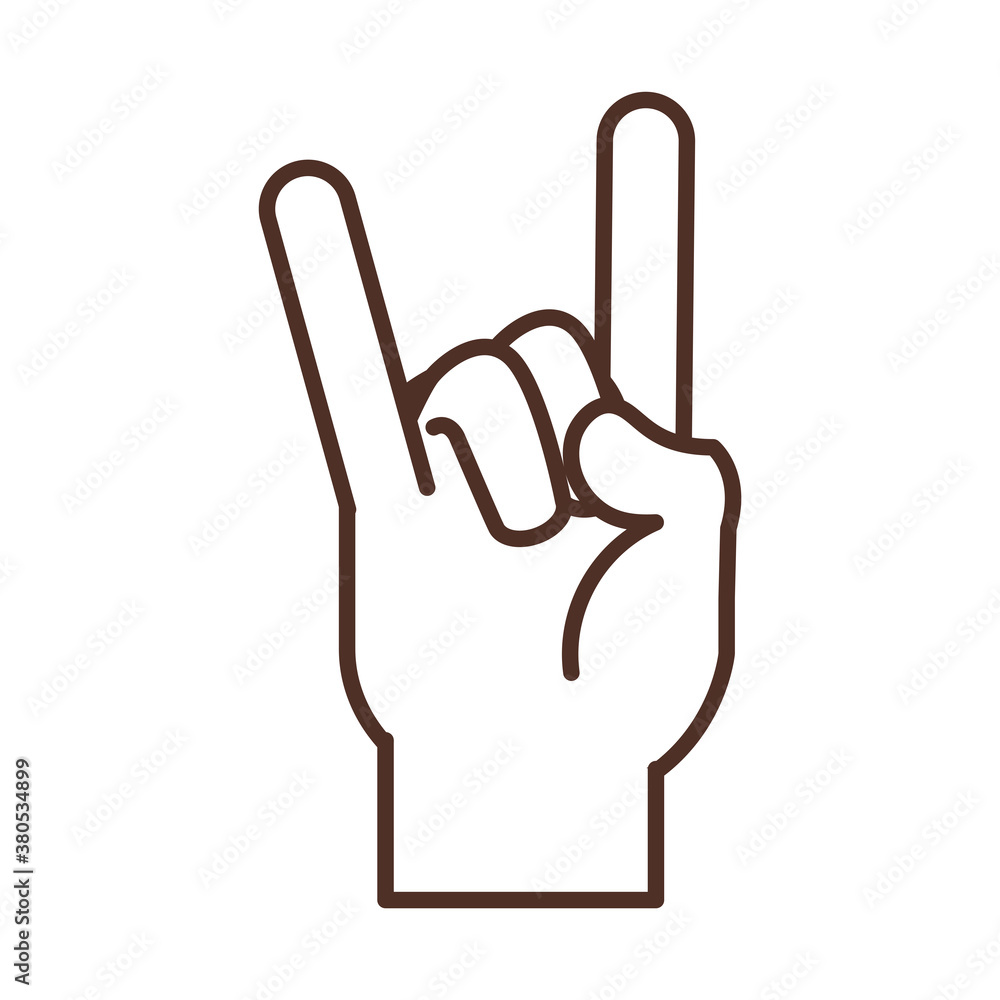 sign language hand gesture rock n roll, line icon sign language hand gesture rock n roll, line icon
