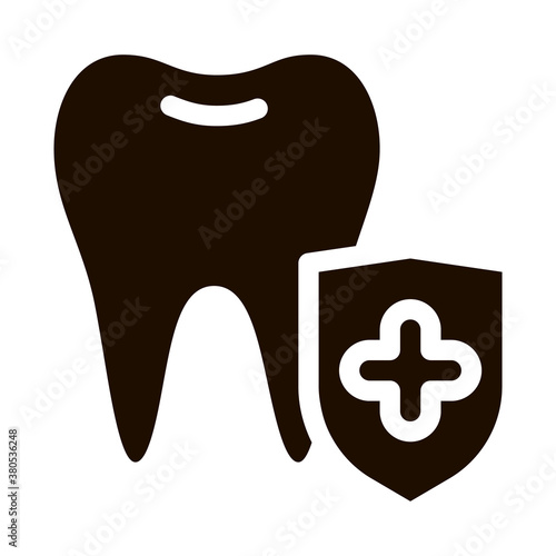 Dentist Stomatology Tooth Protection glyph icon Sign . Adamantine Substance Of Tooth Enamel Pictogram. Chairside Assistance Dental Health Service Monochrome Illustration