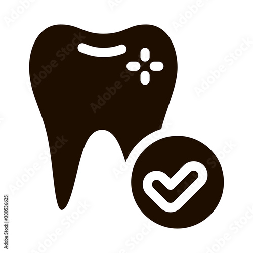 Dentist Stomatology Healthy Tooth glyph icon Sign . Health Tooth And Tool Device Pictogram. Chairside Assistance Dental Healthcare Service Monochrome Illustration