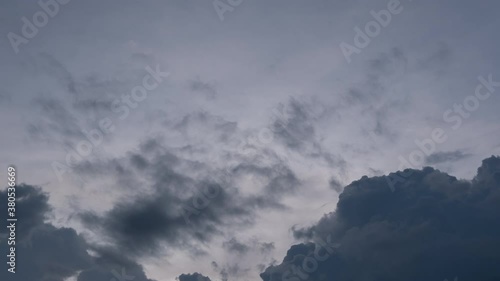 Sky with dark storm clouds. Footage B Roll Timelapse sky and black clouds motion flow and growing. Formation of clouds before the storm.