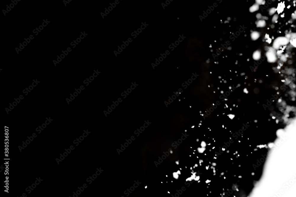 White snow on black background White snow on black background