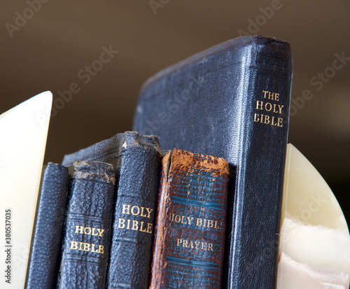 Photography Old leather bound bibles and prayer books.
