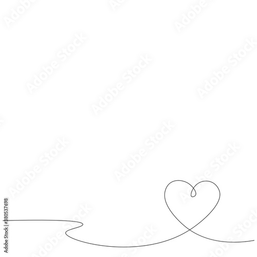 Heart background love design, line drawing. Vector illustration