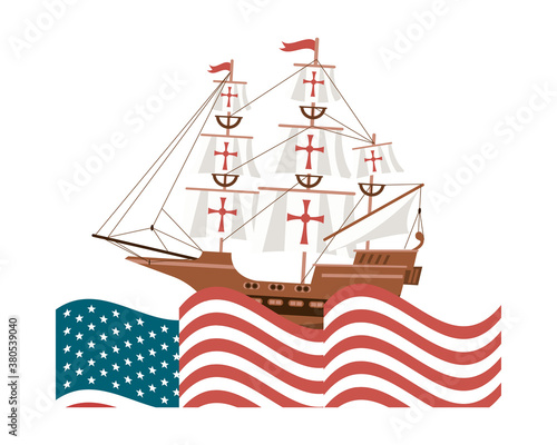 caravel ship sailboat in usa flag