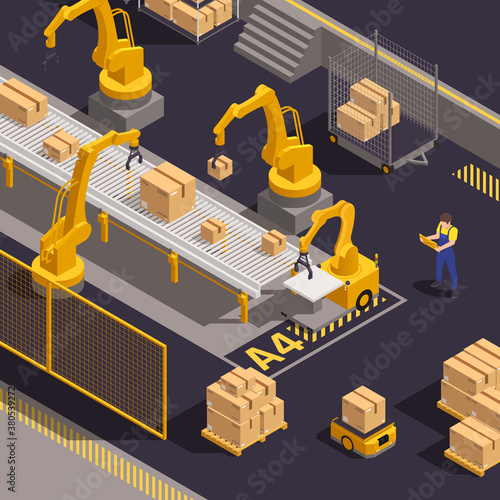 Warehouse Robotics Isometric Element 