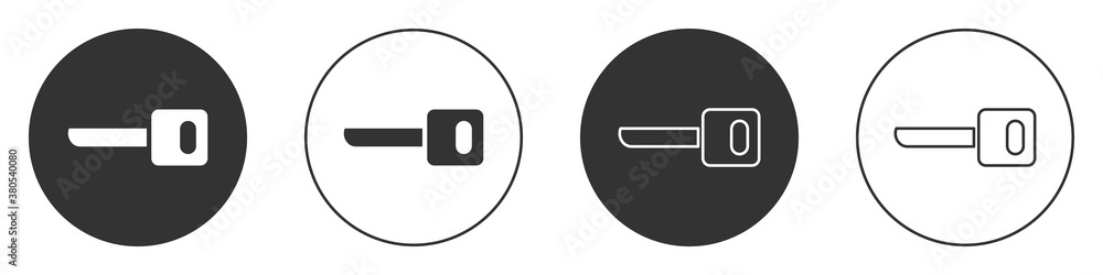 Black Key icon isolated on white background. Circle button. Vector Illustration. Black Key icon isolated on white background. Circle button. Vector Illustration.