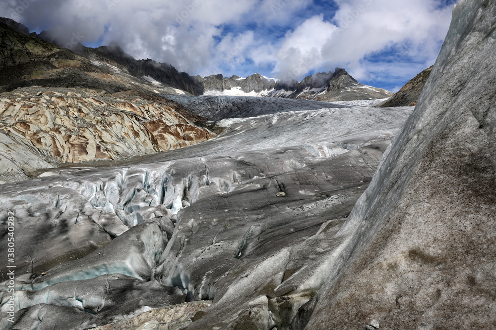 Rhone Glacier in the Swiss Alps. Switzerland. Europe