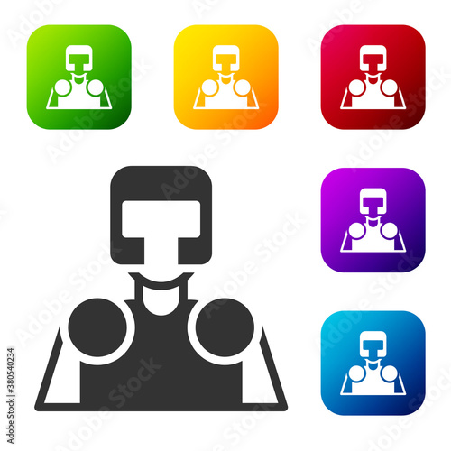 Black Medieval knight icon isolated on white background. Set icons in color square buttons. Vector.