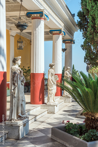 Column of Muses in Achillion palace. Corfu, Greece. photo