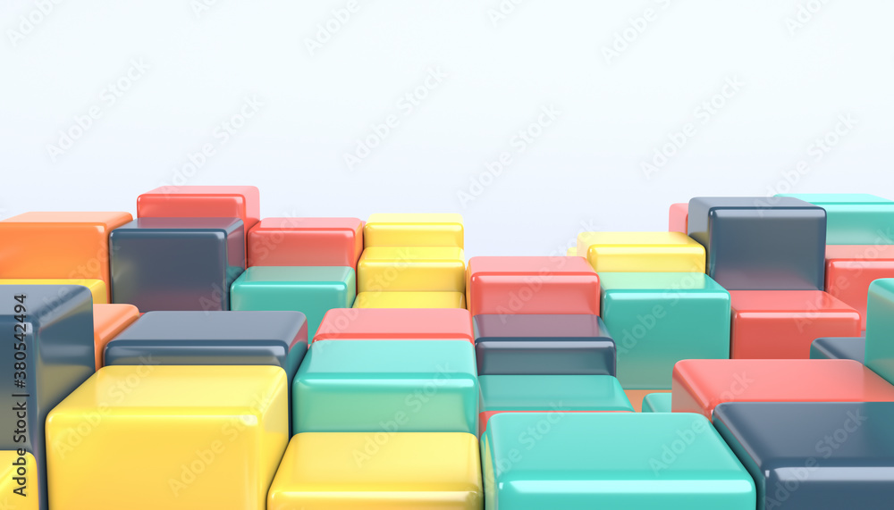 Fototapeta premium Abstract 3d render, colorful geometric composition, background design with cubes