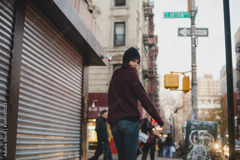 Young woman walking in the city Young woman walking in the city