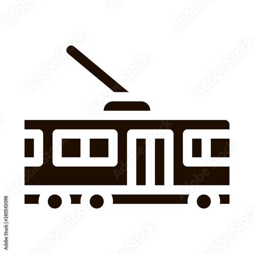 Public Transport Trolley Bus Vector Sign Icon. Electrical Electrobus Trolley Bus, Urban Passenger Transport Pictogram. City Transportation Passage Service Contour Monochrome Illustration