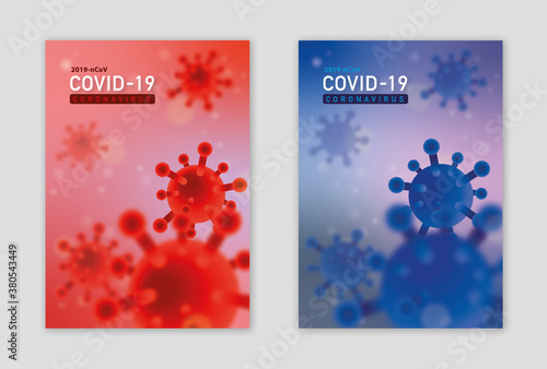 red & blue covid 19  corona virus poster brochure