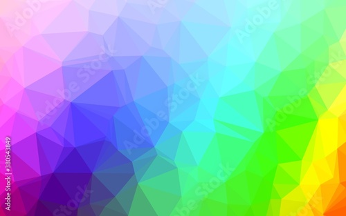 Light Multicolor, Rainbow vector shining triangular pattern. Colorful illustration in abstract style with gradient. Completely new design for your business.