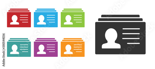 Black Resume icon isolated on white background. CV application. Searching professional staff. Analyzing personnel resume. Set icons colorful. Vector.