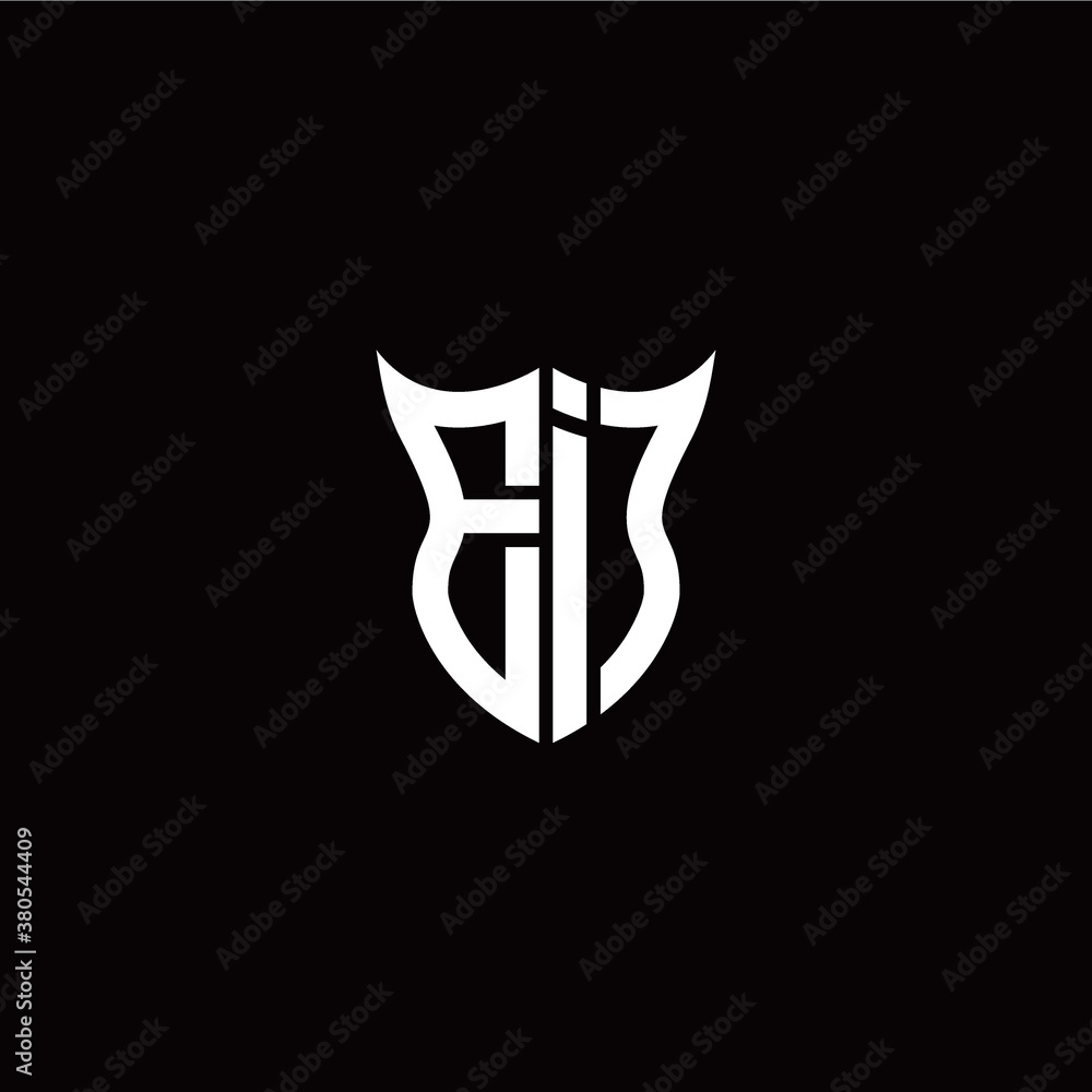 Initial E I letter with unique shield style logo template vector Initial E I letter with unique shield style logo template vector