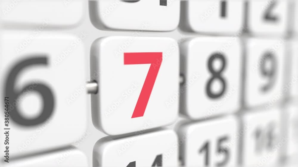 7 date on the turning calendar plate. Deadline or business planning concept 7 date on the turning calendar plate. Deadline or business planning concept